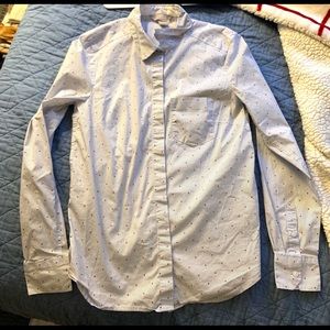 Mini heart striped button up